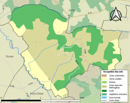 Carte en couleurs présentant l'occupation des sols.