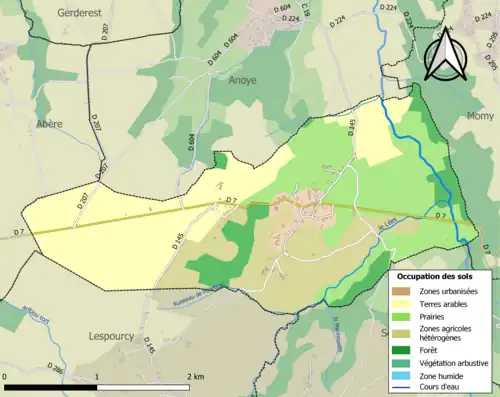 Carte en couleurs présentant l'occupation des sols.