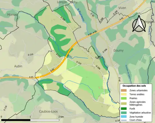 Carte en couleurs présentant l'occupation des sols.