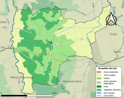 Carte en couleurs présentant l'occupation des sols.