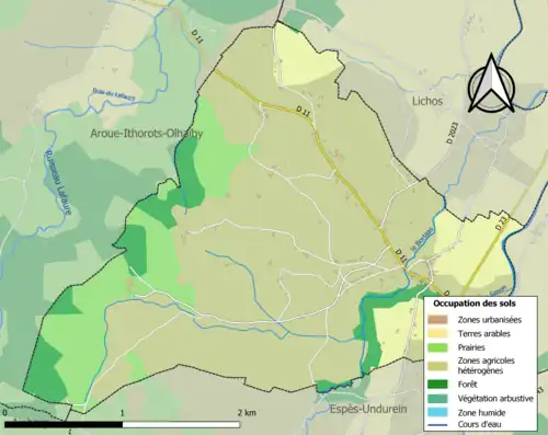 Carte en couleurs présentant l'occupation des sols.