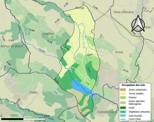 Carte en couleurs présentant l'occupation des sols.
