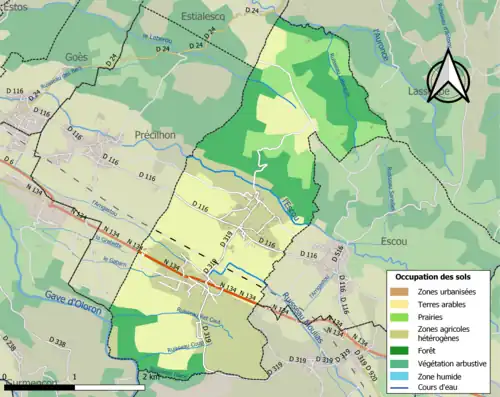 Carte en couleurs présentant l'occupation des sols.