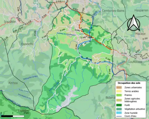 Carte en couleurs présentant l'occupation des sols.