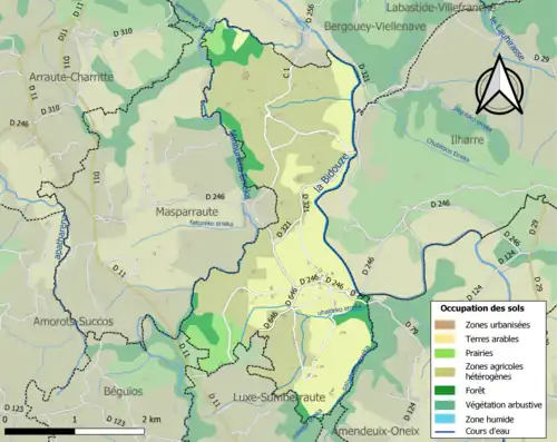 Carte en couleurs présentant l'occupation des sols.