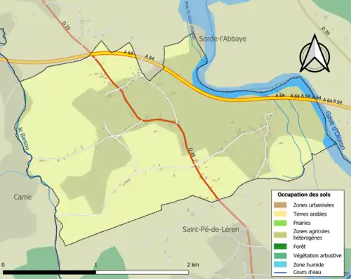 Carte en couleurs présentant l'occupation des sols.