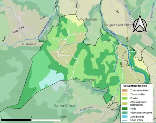 Carte en couleurs présentant l'occupation des sols.