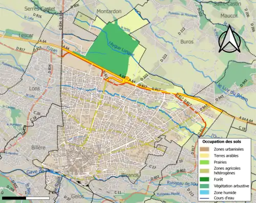 Carte en couleurs présentant l'occupation des sols.