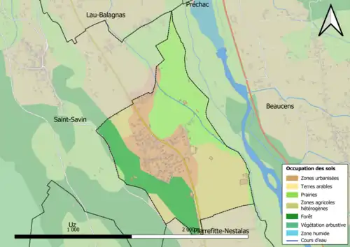 Carte en couleurs présentant l'occupation des sols.