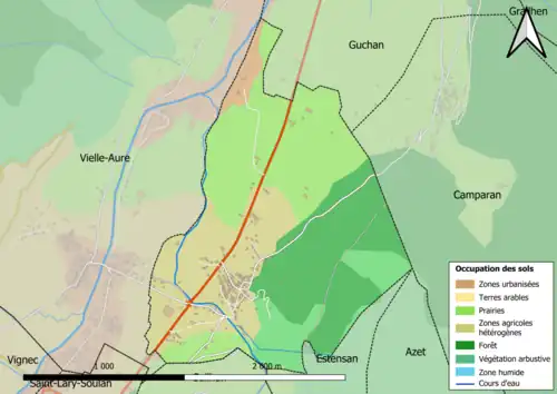 Carte en couleurs présentant l'occupation des sols.