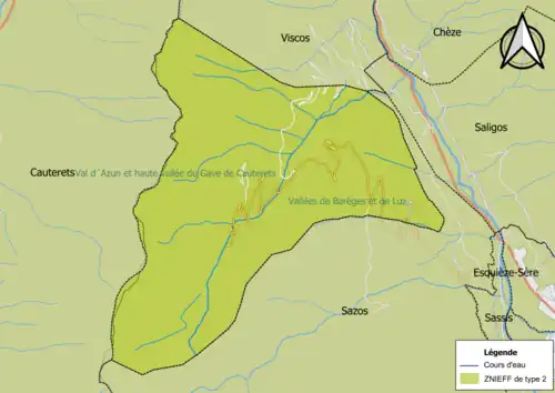 Carte des ZNIEFF de type 2 sur la commune.