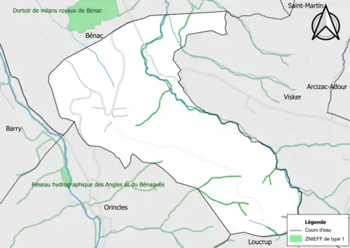 Carte de la ZNIEFF de type 1 sur la commune.