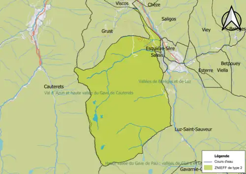 Carte des ZNIEFF de type 2 sur la commune.