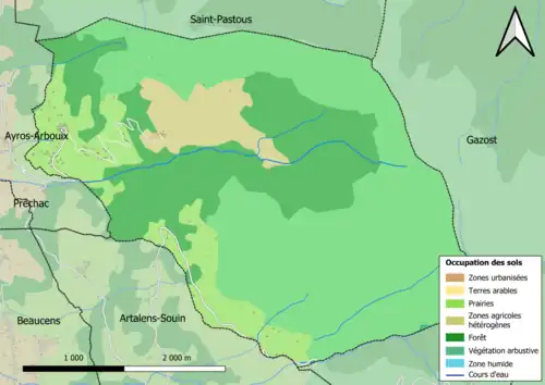 Carte en couleurs présentant l'occupation des sols.