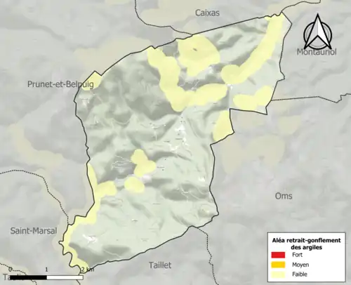 Carte des zones d'aléa retrait-gonflement des argiles.