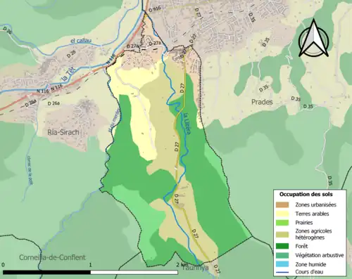 Carte en couleurs présentant l'occupation des sols.