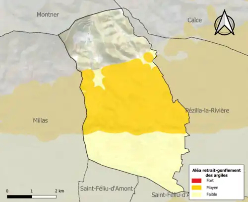 Carte des zones d'aléa retrait-gonflement des argiles.