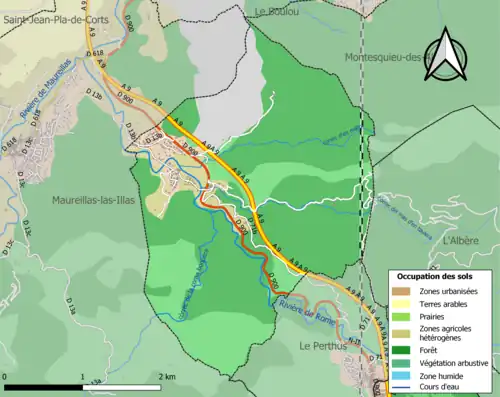 Carte en couleurs présentant l'occupation des sols.
