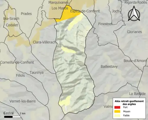 Carte des zones d'aléa retrait-gonflement des argiles.