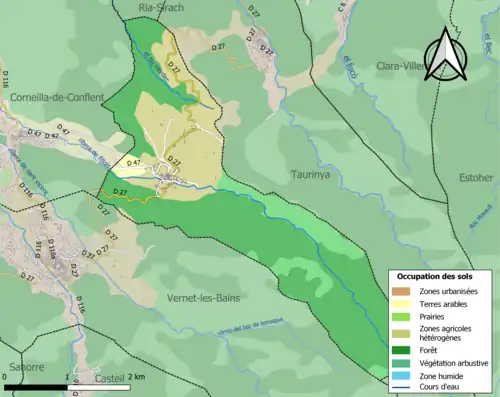 Carte en couleurs présentant l'occupation des sols.