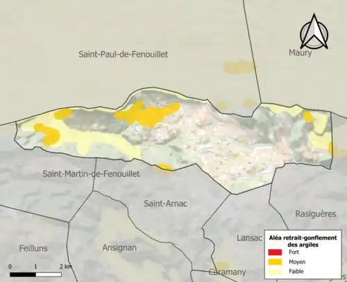 Carte des zones d'aléa retrait-gonflement des argiles.