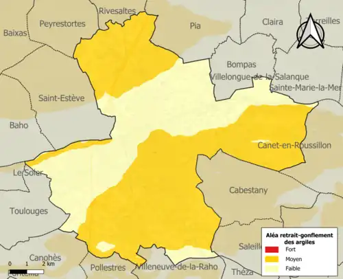 Carte des zones d'aléa retrait-gonflement des argiles.