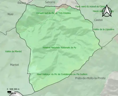 Carte des ZNIEFF de type 1 sur la commune.
