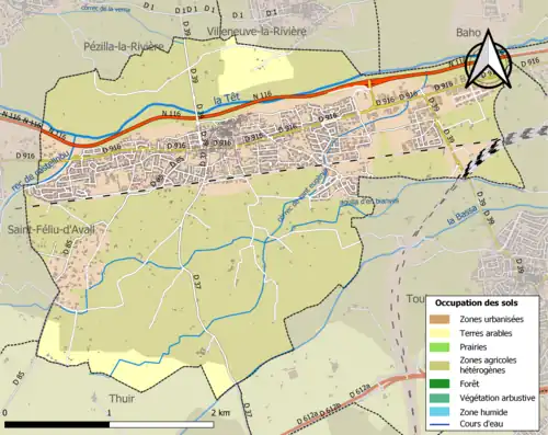 Carte en couleurs présentant l'occupation des sols.