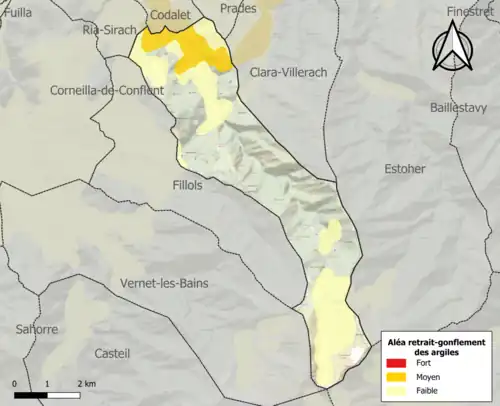Carte des zones d'aléa retrait-gonflement des argiles.