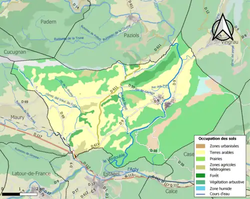 Carte en couleurs présentant l'occupation des sols.