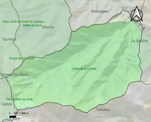 Carte de la ZNIEFF de type 1 sur la commune.