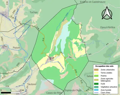 Carte en couleurs présentant l'occupation des sols.