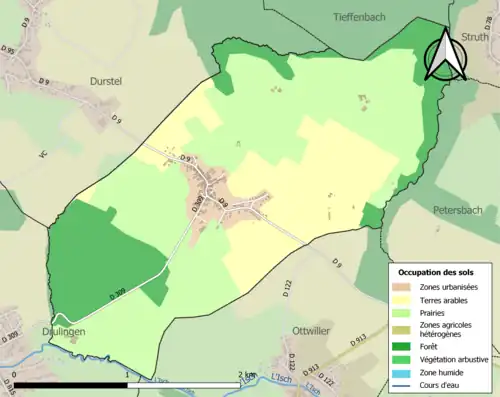Carte en couleurs présentant l'occupation des sols.
