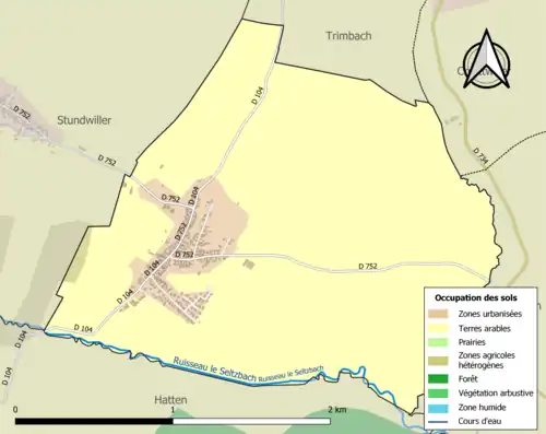 Carte en couleurs présentant l'occupation des sols.