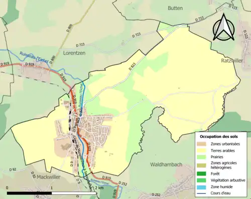 Carte en couleurs présentant l'occupation des sols.