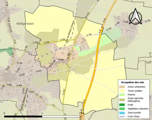 Carte en couleurs présentant l'occupation des sols.