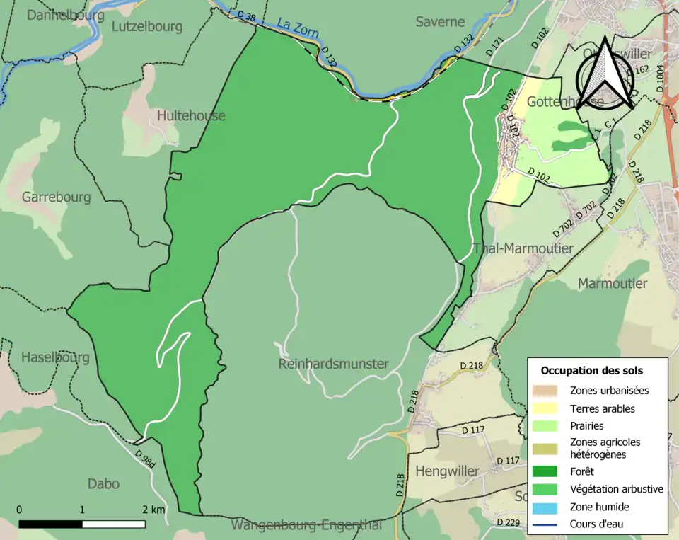 Carte en couleurs présentant l'occupation des sols.