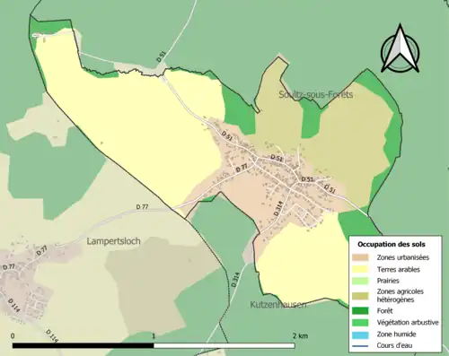 Carte en couleurs présentant l'occupation des sols.