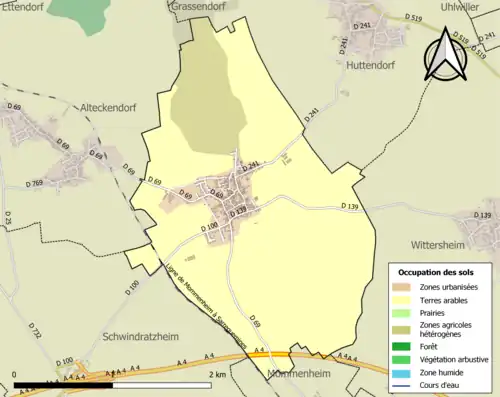 Carte en couleurs présentant l'occupation des sols.