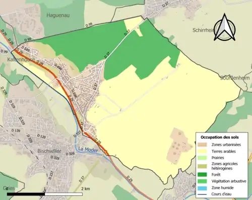 Carte en couleurs présentant l'occupation des sols.