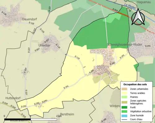 Carte en couleurs présentant l'occupation des sols.