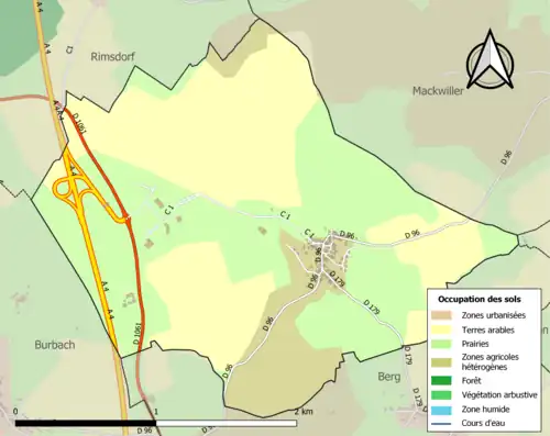 Carte en couleurs présentant l'occupation des sols.