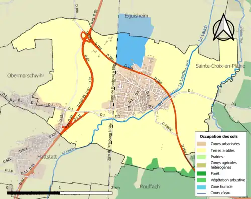 Carte en couleurs présentant l'occupation des sols.