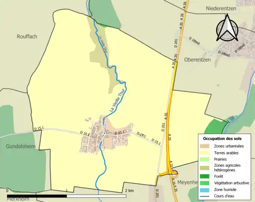 Carte en couleurs présentant l'occupation des sols.