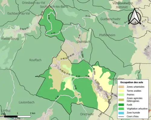 Carte en couleurs présentant l'occupation des sols.