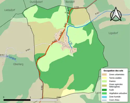 Carte en couleurs présentant l'occupation des sols.