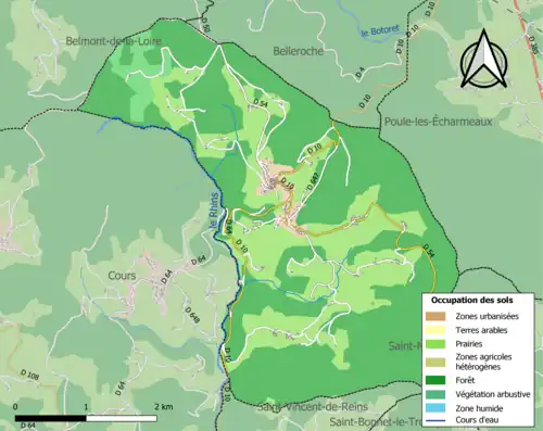 Carte en couleurs présentant l'occupation des sols.