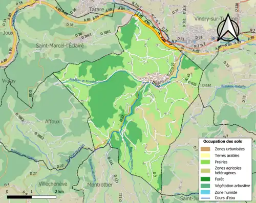 Carte en couleurs présentant l'occupation des sols.