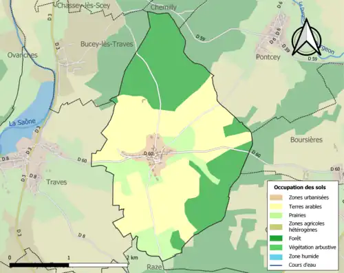 Carte en couleurs présentant l'occupation des sols.