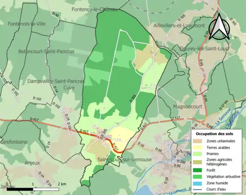 Carte en couleurs présentant l'occupation des sols.